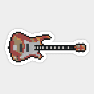 Pixel Rusty Metallic Bass Guitar Sticker